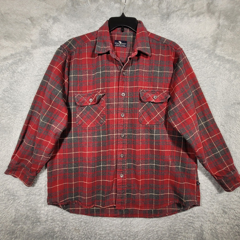 Moose‎ Creek Mens XL Flannel Shirt Plaid Button Up Long Sleeve Heavy Shacket